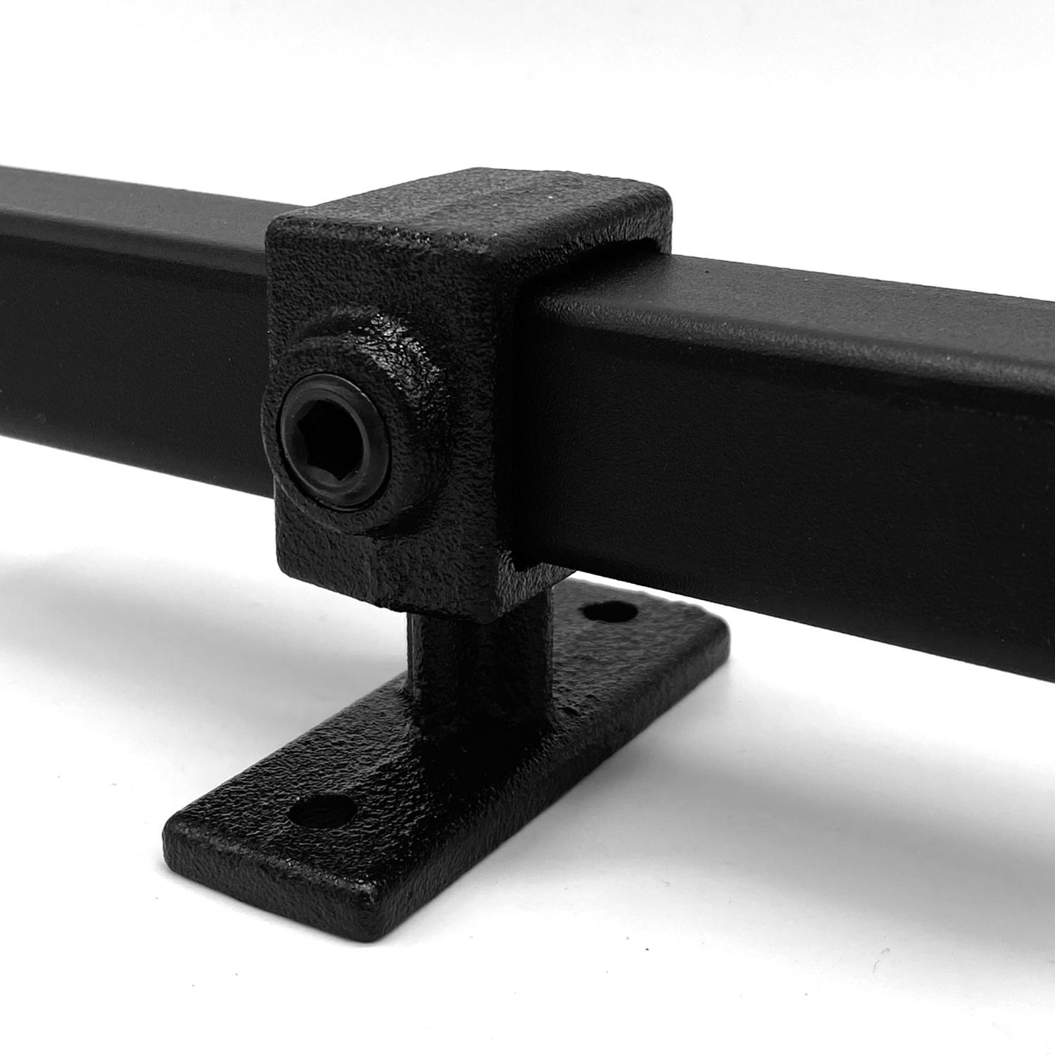 Buiskoppeling Leuningdrager - zwart - vierkant - 25 mm